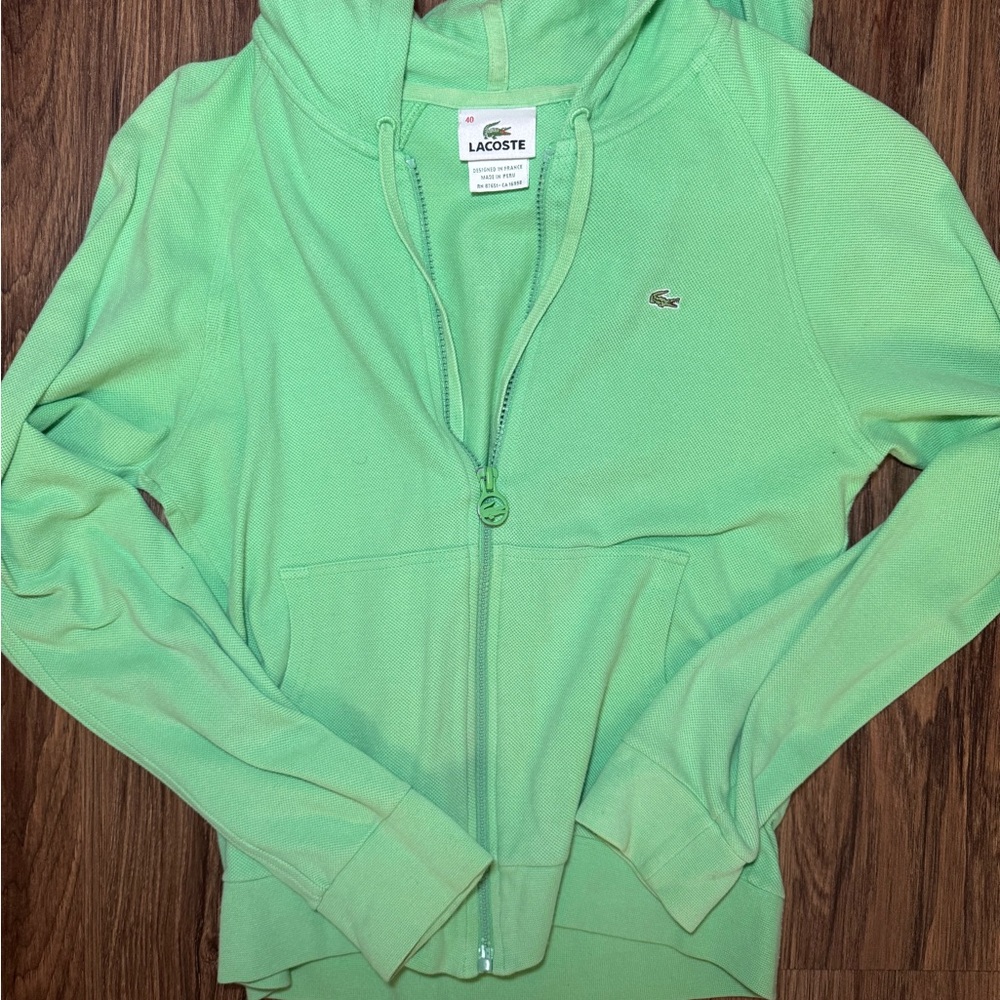 Lacoste Mint Green Zip-Up Hoodie